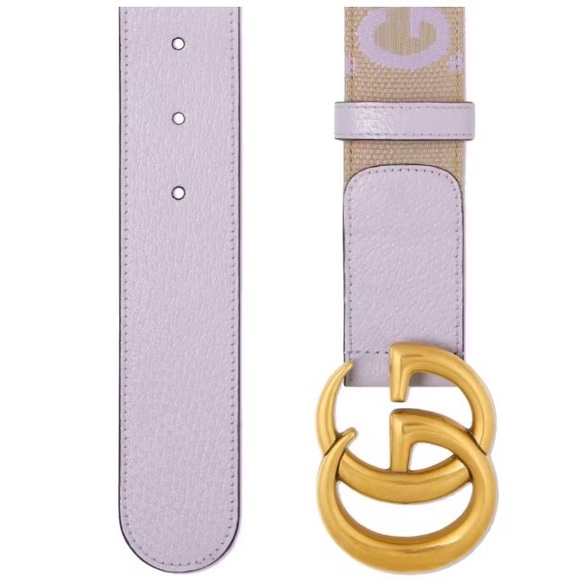 NWB Gucci GG Marmont Jumbo GG Belt Beige/Lilac - Picture 2 of 16